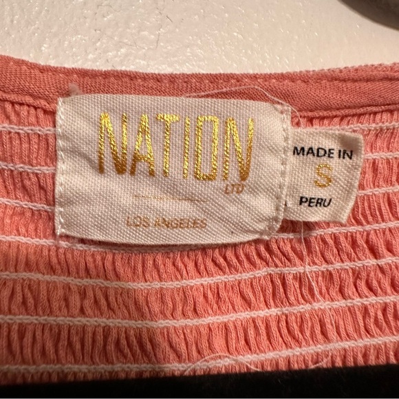 Nation LTD Bunny Smocked Long Sleeve Top in Geranium Pink size Small - Picture 4 of 7